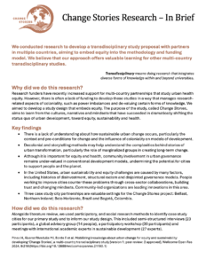 Screenshot of a one page summary of the research article on mobilizing knowledge on urban change